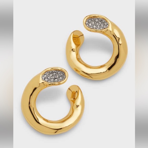 ALEXIS BITTAR • Solanales Crystal Gold Front-FacingHoop Earrings